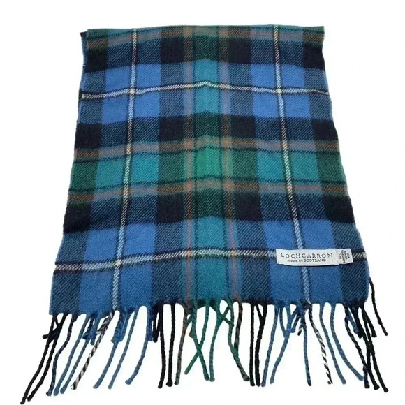 Lochcarron plain lambswool pure wool plaid fringe scarf - Picture 1 of 4